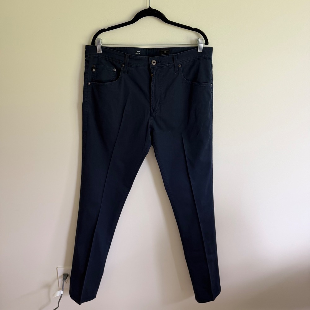 AG Adriano Goldschmied Tellis Modern Slim Navy Blue Pants 36x34 1783HPTMBER